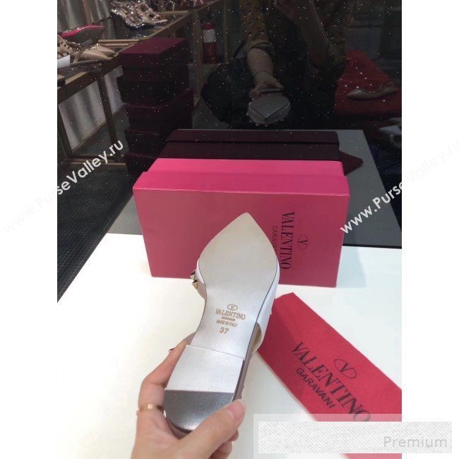 Valentino Rockstud Trim Slingback Flat Pump White 2019 (XINL-9060583)