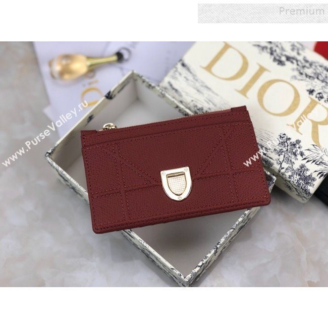 Dior Diorama Calfskin Coin Purse Wallet Burgundy 2019 (BINF-9082001)