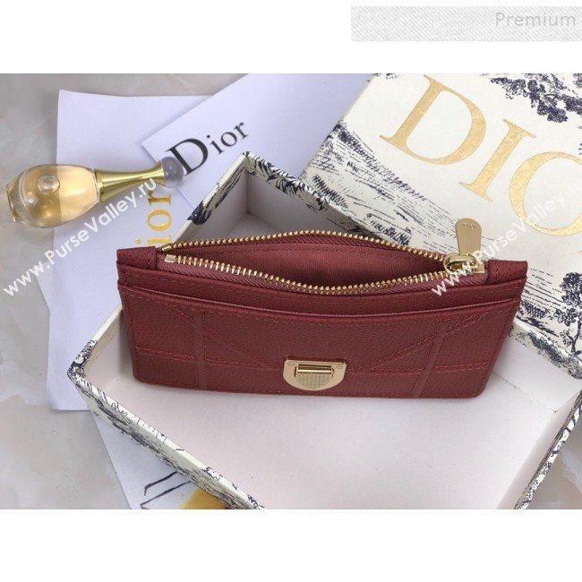Dior Diorama Calfskin Coin Purse Wallet Burgundy 2019 (BINF-9082001)