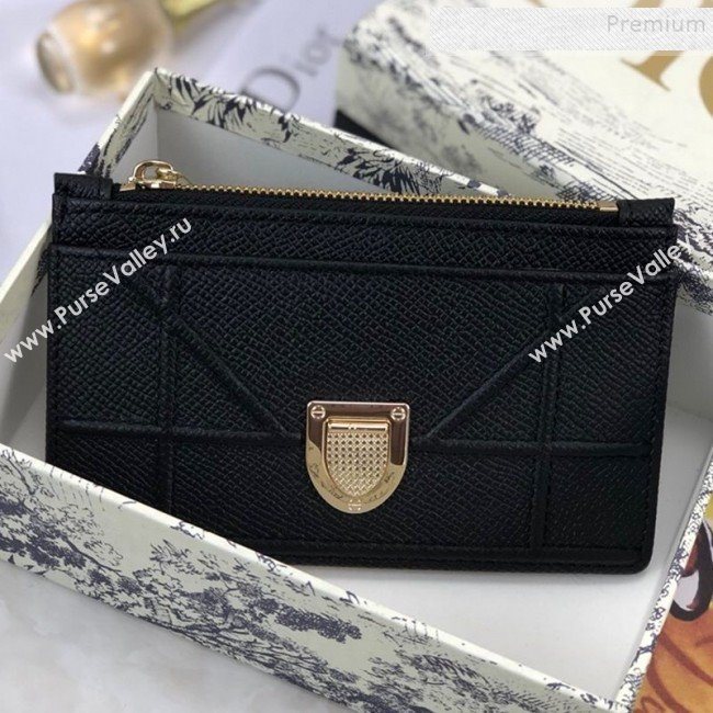 Dior Diorama Calfskin Coin Purse Wallet Black 2019 (BINF-9082003)
