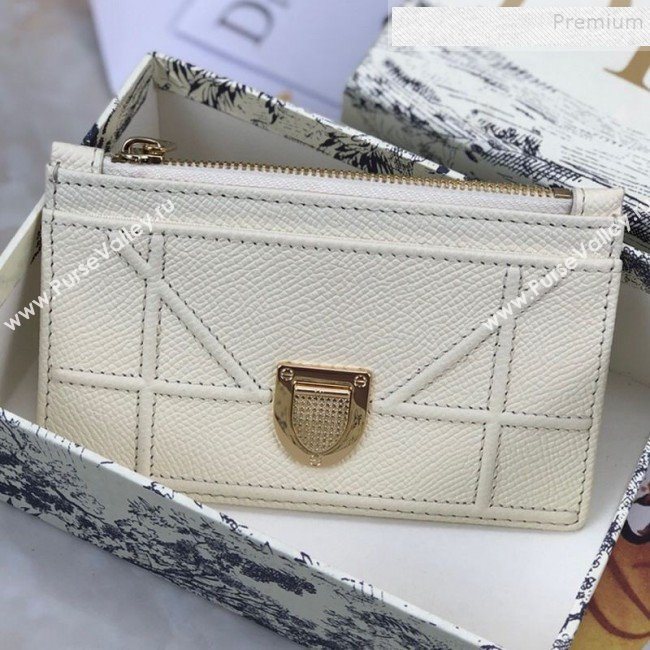 Dior Diorama Calfskin Coin Purse Wallet White 2019 (BINF-9082004)