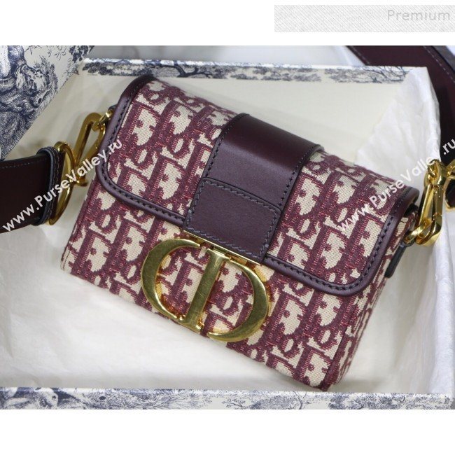 Dior 30 Montaigne CD Oblique Canvas Mini Box Shoulder Bag Burgundy 2019 (XXG-9082007)