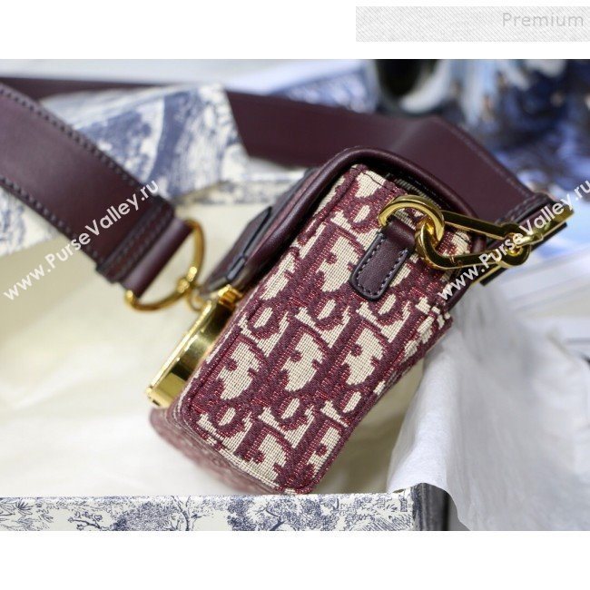 Dior 30 Montaigne CD Oblique Canvas Mini Box Shoulder Bag Burgundy 2019 (XXG-9082007)