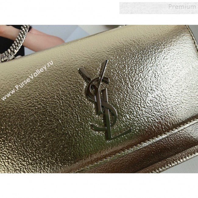 Saint Laurent Sunset Chain Wallet in Crystal-Grained Metallic Leather 452157 Gold 2019 (KTSD-9082015)