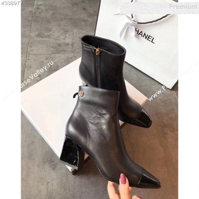 Chanel Lambskin Mid-Heel Short Ankle Boots G35073 Black 2019 (EM-9082102)