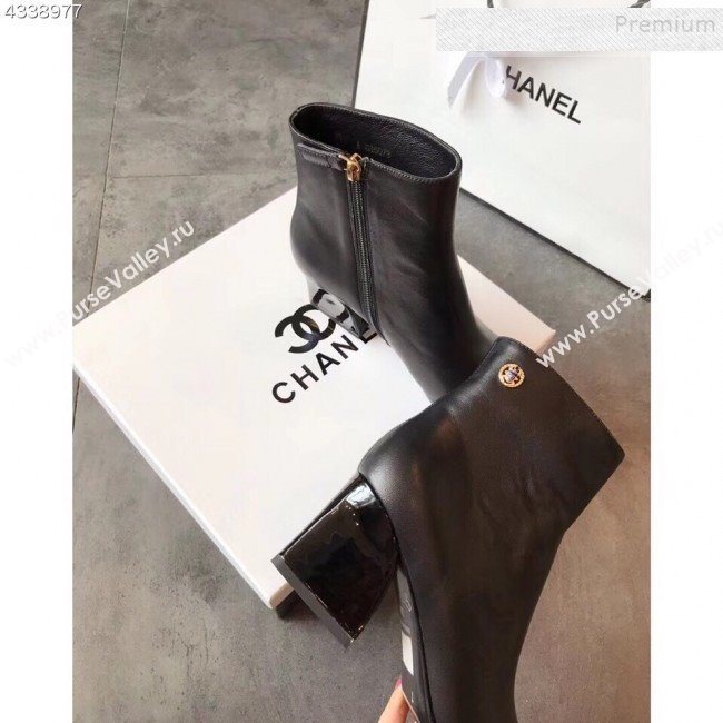 Chanel Lambskin Mid-Heel Short Ankle Boots G35073 Black 2019 (EM-9082102)