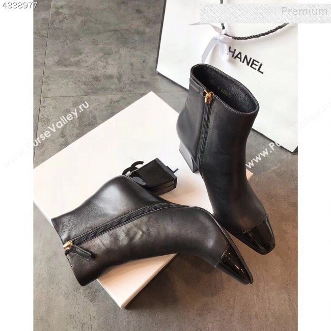 Chanel Lambskin Mid-Heel Short Ankle Boots G35073 Black 2019 (EM-9082102)