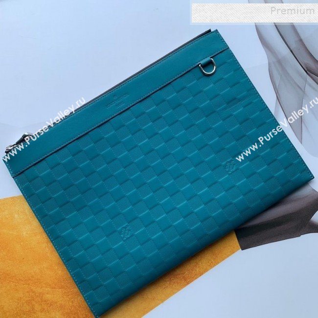 Louis Vuitton Discovery Pochette Damier Infini Leather Pouch N60112 Blue 2019 (FANG-9081904)