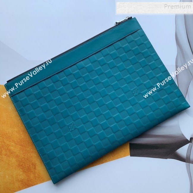 Louis Vuitton Discovery Pochette Damier Infini Leather Pouch N60112 Blue 2019 (FANG-9081904)