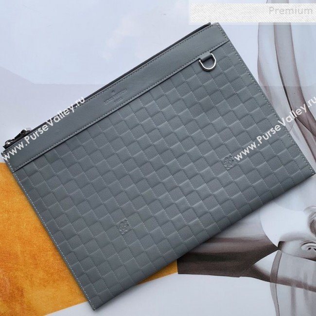 Louis Vuitton Discovery Pochette Damier Infini Leather Pouch N60112 Grey 2019 (FANG-9081902)