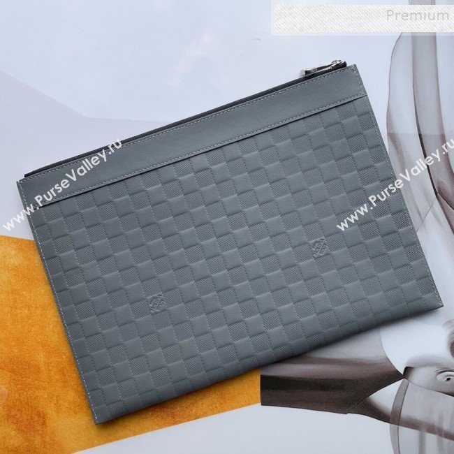 Louis Vuitton Discovery Pochette Damier Infini Leather Pouch N60112 Grey 2019 (FANG-9081902)