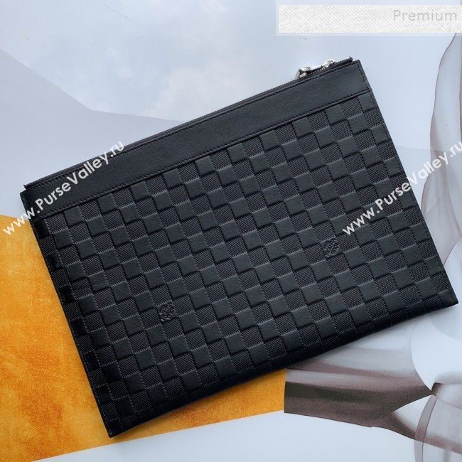 Louis Vuitton Discovery Pochette Damier Infini Leather Pouch N60112 Black 2019 (FANG-9081901)