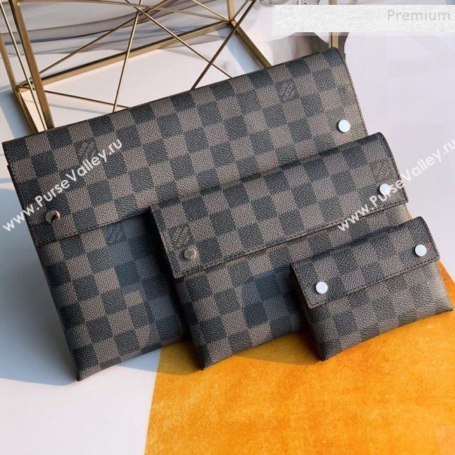 Louis Vuitton Alpha Triple Pouches in Damier Graphite Canvas N60255 2019 (FANG-9081909)