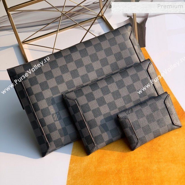 Louis Vuitton Alpha Triple Pouches in Damier Graphite Canvas N60255 2019 (FANG-9081909)