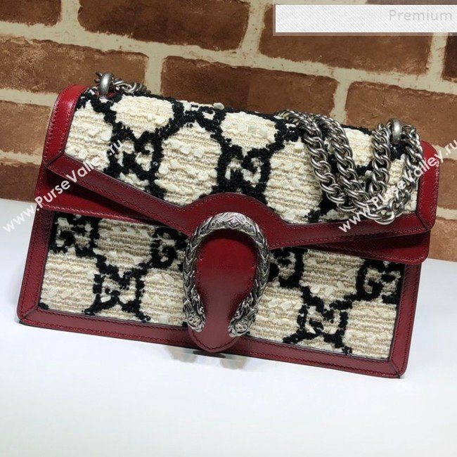 Gucci Dionysus GG Tweed Small Shoulder Bag 400249 White 2019 (DLH-9081911)