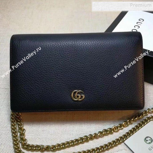 Gucci GG Marmont Leather Mini Chain Shoulder Bag 497985 Black 2019  (DLH-9081913)