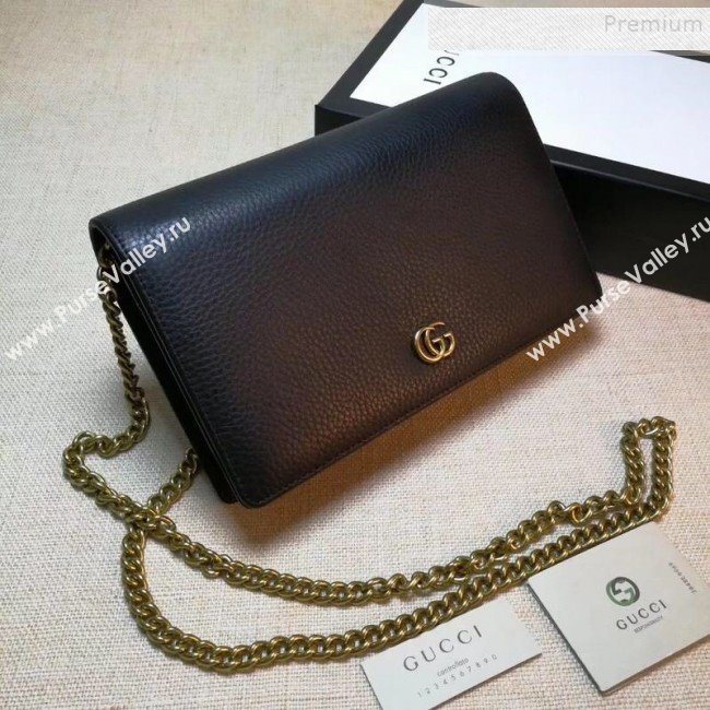 Gucci GG Marmont Leather Mini Chain Shoulder Bag 497985 Black 2019  (DLH-9081913)