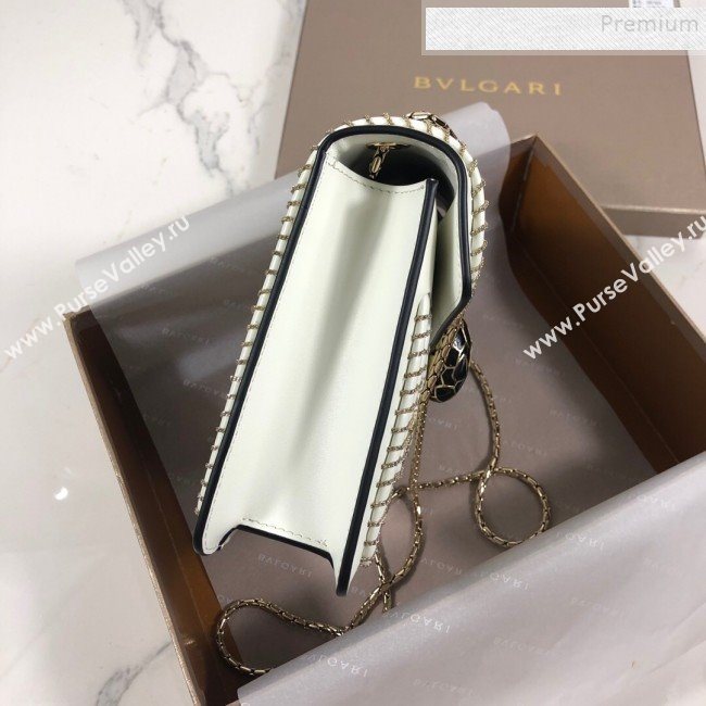 Bvlgari Serpenti Forever Calfskin Chain Flap Shoulder Bag White 2019 (XYD-9081922)
