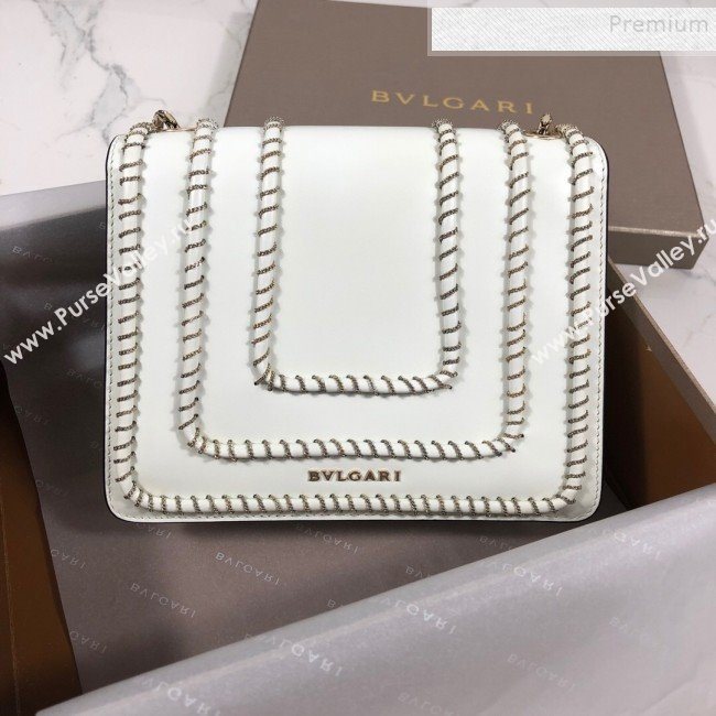 Bvlgari Serpenti Forever Calfskin Chain Flap Shoulder Bag White 2019 (XYD-9081922)