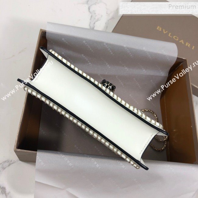 Bvlgari Serpenti Forever Calfskin Chain Flap Shoulder Bag White 2019 (XYD-9081922)