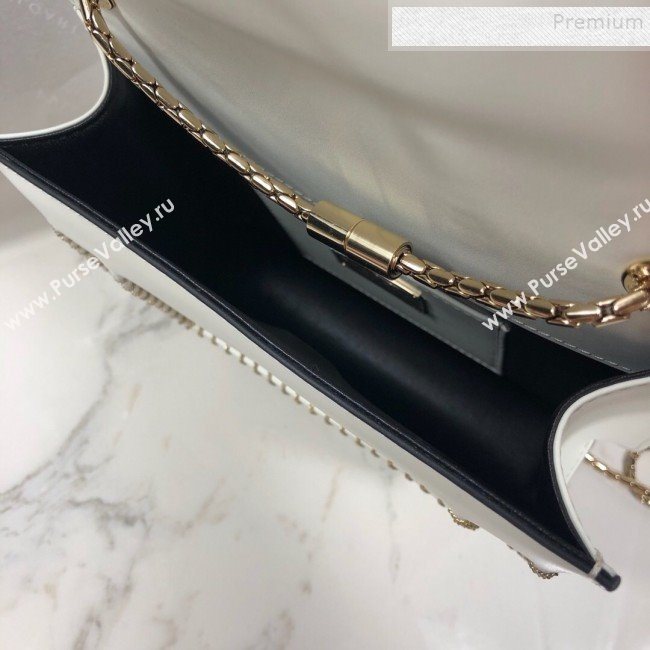 Bvlgari Serpenti Forever Calfskin Chain Flap Shoulder Bag White 2019 (XYD-9081922)