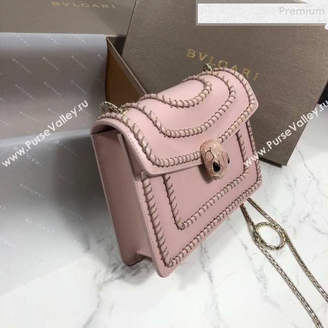 Bvlgari Serpenti Forever Calfskin Chain Flap Shoulder Bag Pink 2019 (XYD-9081921)