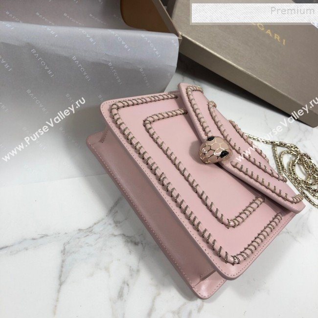 Bvlgari Serpenti Forever Calfskin Chain Flap Shoulder Bag Pink 2019 (XYD-9081921)