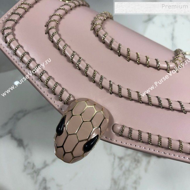 Bvlgari Serpenti Forever Calfskin Chain Flap Shoulder Bag Pink 2019 (XYD-9081921)