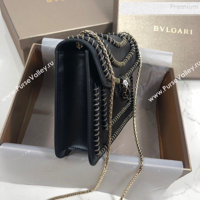 Bvlgari Serpenti Forever Calfskin Chain Flap Shoulder Bag Black 2019 (XYD-9081923)