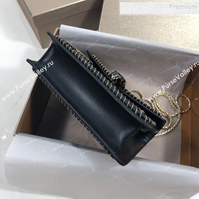 Bvlgari Serpenti Forever Calfskin Chain Flap Shoulder Bag Black 2019 (XYD-9081923)