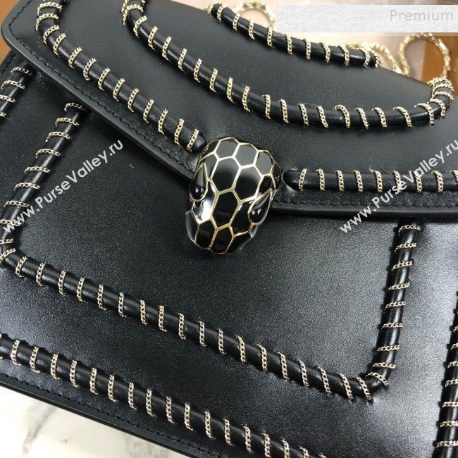 Bvlgari Serpenti Forever Calfskin Chain Flap Shoulder Bag Black 2019 (XYD-9081923)