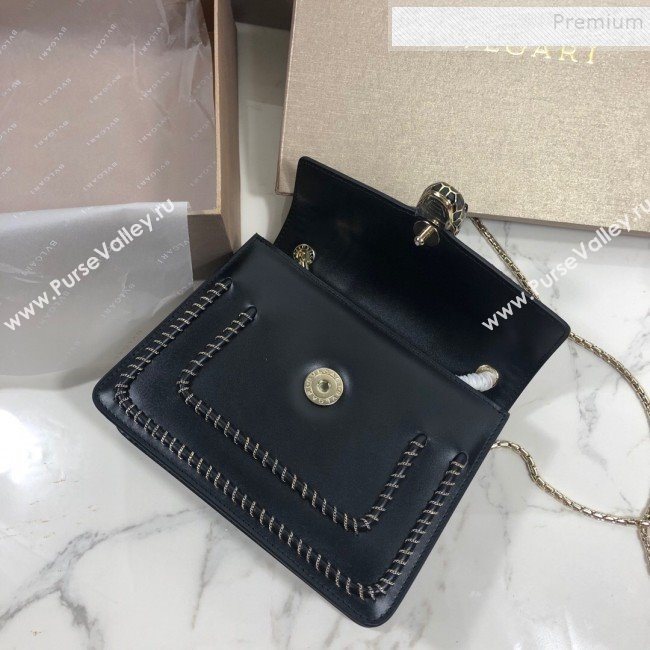 Bvlgari Serpenti Forever Calfskin Chain Flap Shoulder Bag Black 2019 (XYD-9081923)