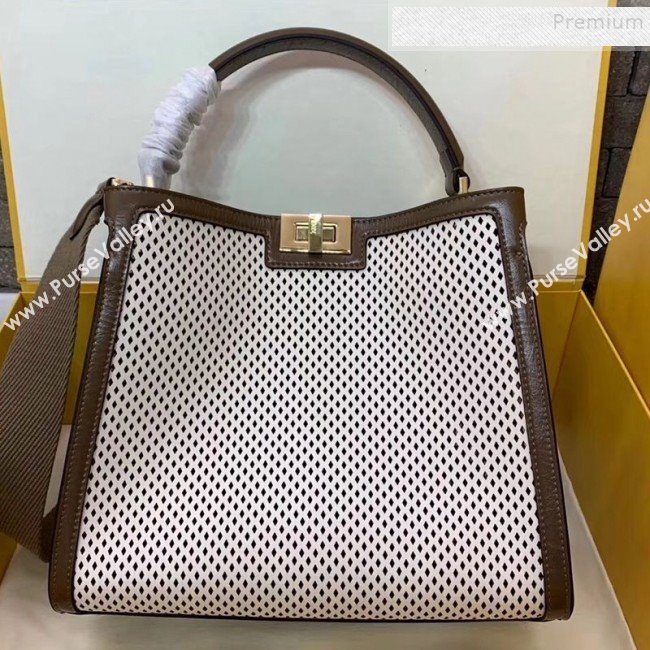 Fendi Peekaboo X-Lite Medium Bag in Perforated Leather White 2019 (AFEI-9081946)