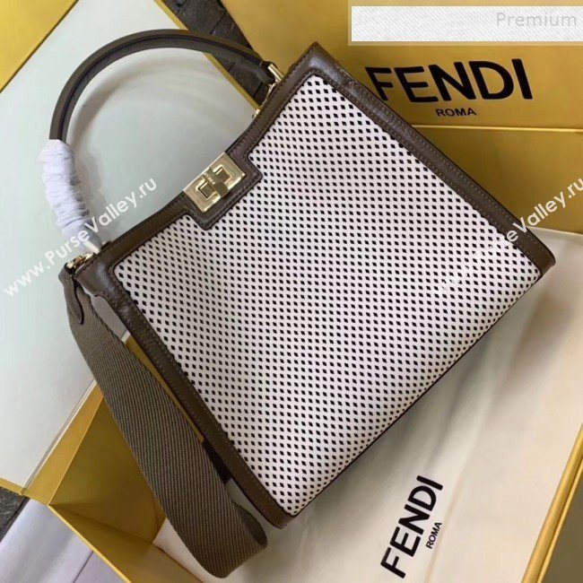 Fendi Peekaboo X-Lite Medium Bag in Perforated Leather White 2019 (AFEI-9081946)