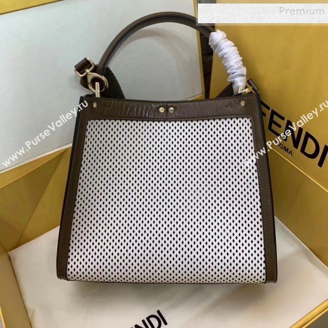 Fendi Peekaboo X-Lite Medium Bag in Perforated Leather White 2019 (AFEI-9081946)