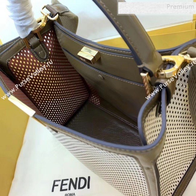 Fendi Peekaboo X-Lite Medium Bag in Perforated Leather White 2019 (AFEI-9081946)