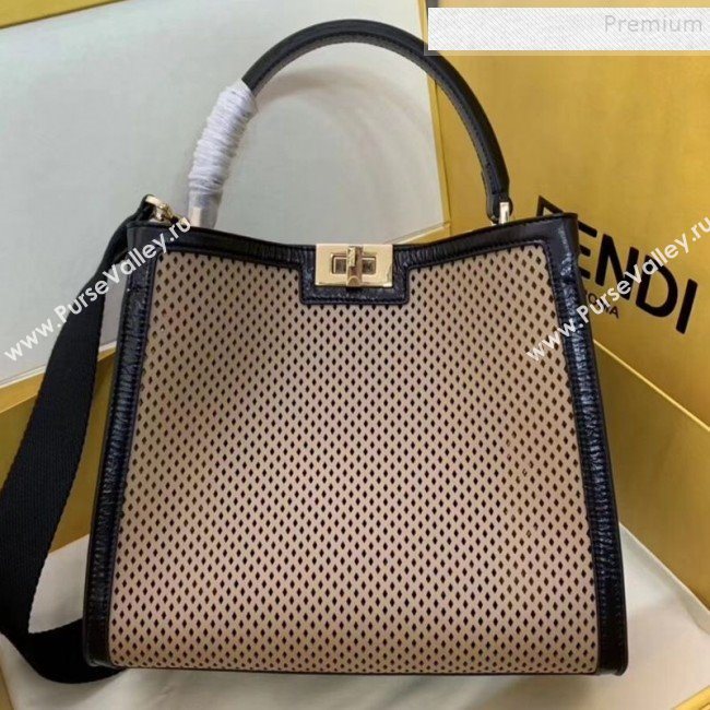 Fendi Peekaboo X-Lite Medium Bag in Perforated Leather Beige 2019 (AFEI-9081947)