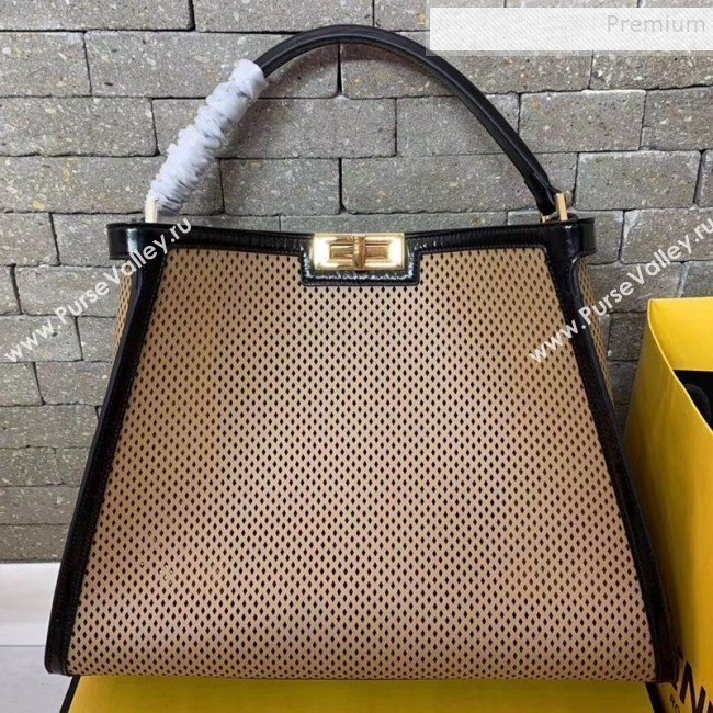 Fendi Peekaboo X-Lite Large Bag in Perforated Leather Beige 2019 (AFEI-9081949)