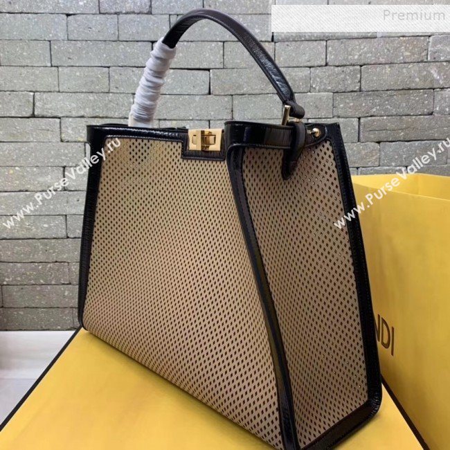 Fendi Peekaboo X-Lite Large Bag in Perforated Leather Beige 2019 (AFEI-9081949)