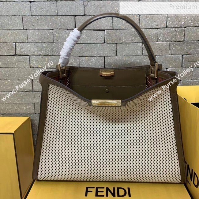 Fendi Peekaboo X-Lite Large Bag in Perforated Leather White 2019 (AFEI-9081948)