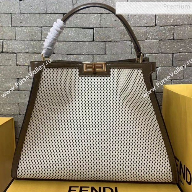 Fendi Peekaboo X-Lite Large Bag in Perforated Leather White 2019 (AFEI-9081948)