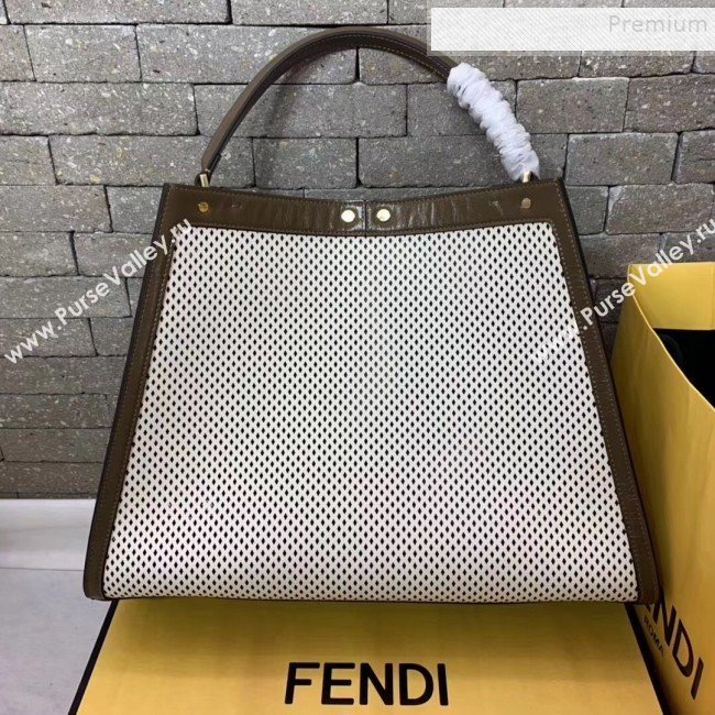 Fendi Peekaboo X-Lite Large Bag in Perforated Leather White 2019 (AFEI-9081948)