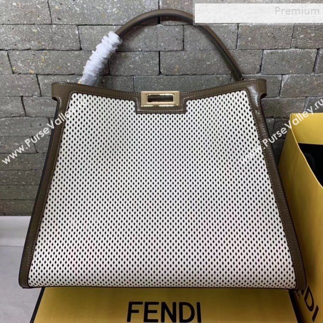 Fendi Peekaboo X-Lite Large Bag in Perforated Leather White 2019 (AFEI-9081948)