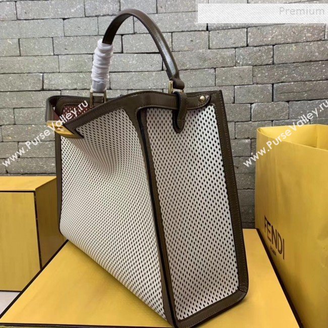 Fendi Peekaboo X-Lite Large Bag in Perforated Leather White 2019 (AFEI-9081948)