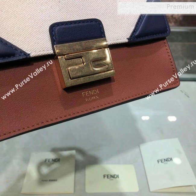 Fendi Kan U Small Canvas and Calfskin Embossed Corners Flap Bag Rust Brown 2019  (AFEI-9081950)