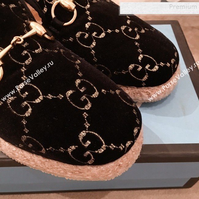 Gucci GG Wool Lining Flat Horsebit Loafers ‎575850 Black/Dark Blue 2019 (For Women and Men) (HQG-9082209)