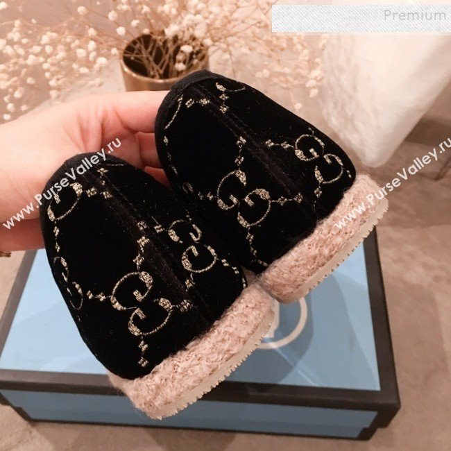 Gucci GG Wool Lining Flat Horsebit Loafers ‎575850 Black/Dark Blue 2019 (For Women and Men) (HQG-9082209)