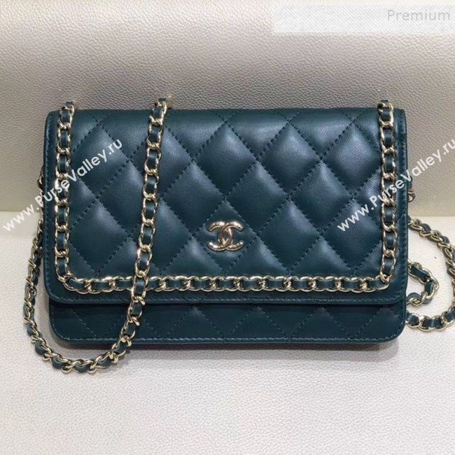 Chanel Quilted Lambskin Chain Trim Wallet on Chain WOC AP0674 Green 2019 (SMJD-9082314)