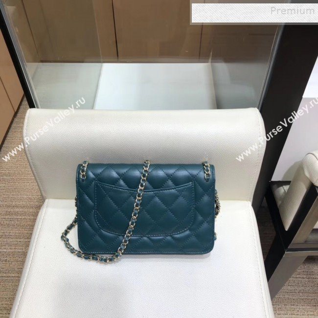 Chanel Quilted Lambskin Chain Trim Wallet on Chain WOC AP0674 Green 2019 (SMJD-9082314)