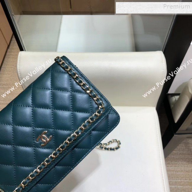 Chanel Quilted Lambskin Chain Trim Wallet on Chain WOC AP0674 Green 2019 (SMJD-9082314)